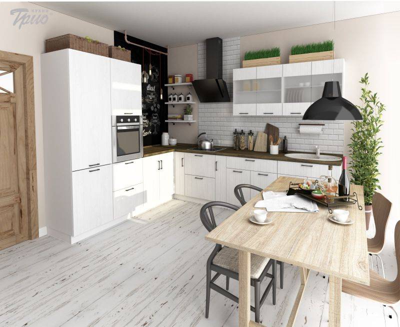 светлая угловая кухня chalet rustic в Новороссийске