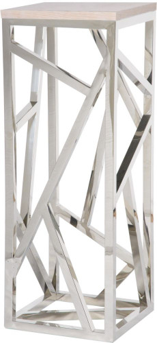 консоль geometric высокая 40x40x110 хром, белая столешница в Новороссийске