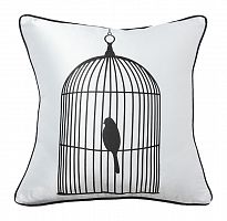 подушка с птичкой в клетке birdie in a cage white в Новороссийске