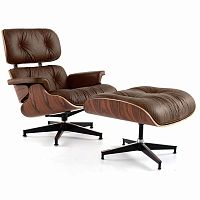 кресло eames style lounge chair & ottoman premium коричневое в Новороссийске