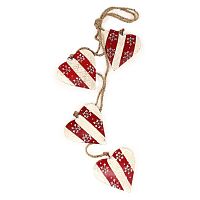 гирлянда новогодняя подвесная сердца в красную полоску со снежинками christmas hearts, 60 см в Новороссийске