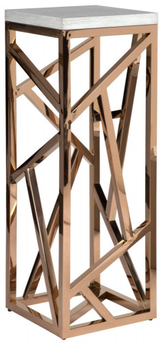 консоль geometric высокая 40x40x110 золото, белая столешница в Новороссийске