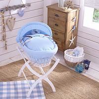 колыбель-переноска gift wicker moses basket белая, голубое белье в Новороссийске