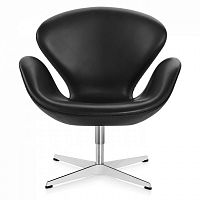 кресло swan chair кожа черное в Новороссийске