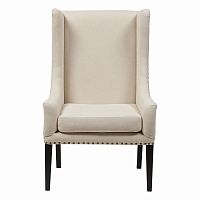 кресло мягкое с ушами белое nailhead fabric armchair в Новороссийске