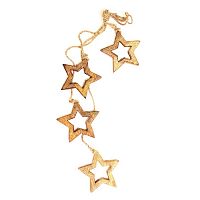 гирлянда новогодняя подвесная звезды деревянные с отверстием wooden stars, 65 см в Новороссийске