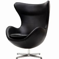 кресло с подлокотниками arne jacobsen style egg chair черное в Новороссийске