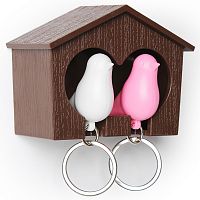 держатель+брелок для ключей двойной sparrow коричневый-белый-розовый в Новороссийске