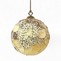 шар новогодний золотой с мраморными чешуйками paper ball, 10 см в Новороссийске