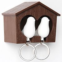 держатель+брелок для ключей двойной sparrow коричневый-белый в Новороссийске