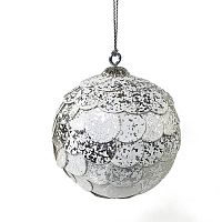 шар новогодний серебряный с мраморными чешуйками paper ball, 10 см в Новороссийске