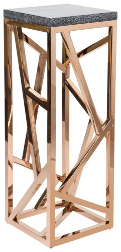 консоль geometric высокая 40x40x110 золото, серая столешница в Новороссийске