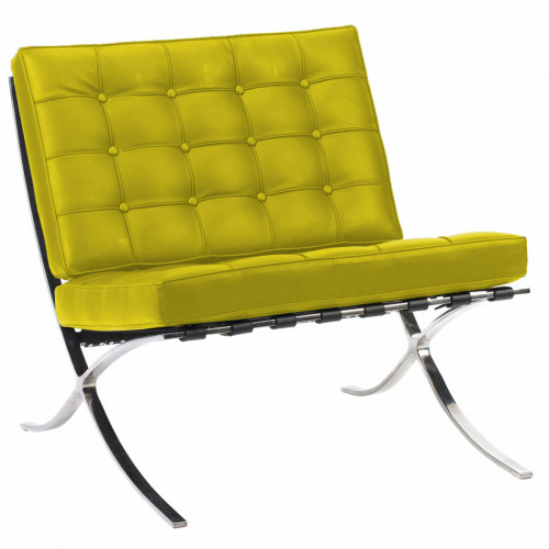 кресло barcelona chair кожа лимонное в Новороссийске