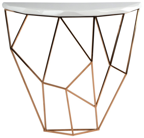консоль geometric 100x38x90 золото, белая столешница в Новороссийске